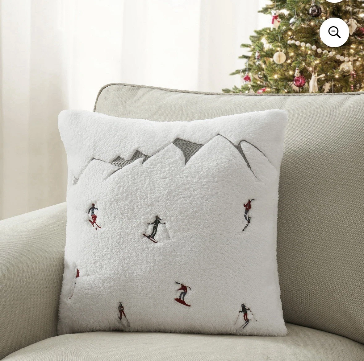 Holiday Time 18”x18” Ivory Ski Sherpa Decorative Pillow - NEW!