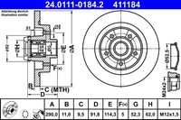 2X ATE Bremsscheibe 24.0111-0184.2 FüR Renault