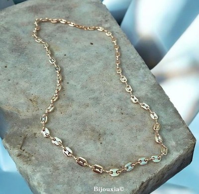 Kette Mesh Kaffeebohne 5MM X 45 CM vergoldet 18 KARAT 750/1000 Schmuck NEU
