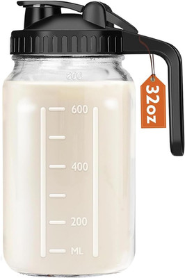 Breast Milk Pitcher, 32 OZ Mason Jar Pitcher with Lid Double Leak Proof,1 Quart 