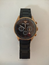 EMPORIO ARMANI MENS WATCH AR5905 BLACK DIAL & BLACK RUBBER STRAP GENUINE