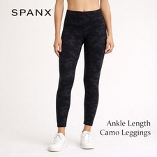 Spanx Look at Me Now Seamless Leggings Size M Black Camo High Waist Slimming