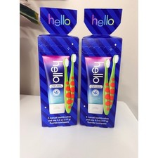 Hello Toothpaste Toothbrush Set Kids 2-Pack Blue Raspberry Dragon Dazzle NEW NWT