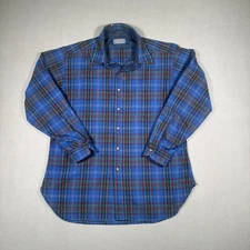 Vintage Pendelton Wool Shirt Men’s XLarge Blue Plaid Button Down Board Shirt USA