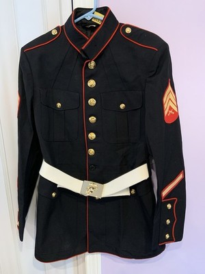 USMC Marine Corps Dress Blue Coat Staff Sergeant  E-5 W/Belt Waist Plate Sz 43L