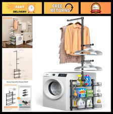 Over Washer Dryer Storage Shelf - Laundry Room Organizer with Hanging Rod  Bask