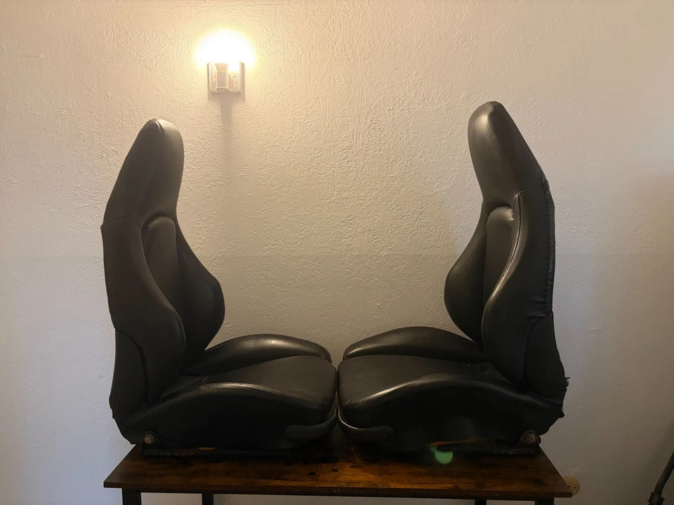 1985-1995 Porsche Sport сиденья 911 928 944 930 968 полный черный кожаный - Изображение 3 из 4