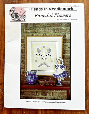 Friends in Needlework Fanciful Flowers drawn thread/fabric and blackwork pattern
