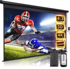 120 Inch Motorized Electric Projector Screen 4:3 HD Black