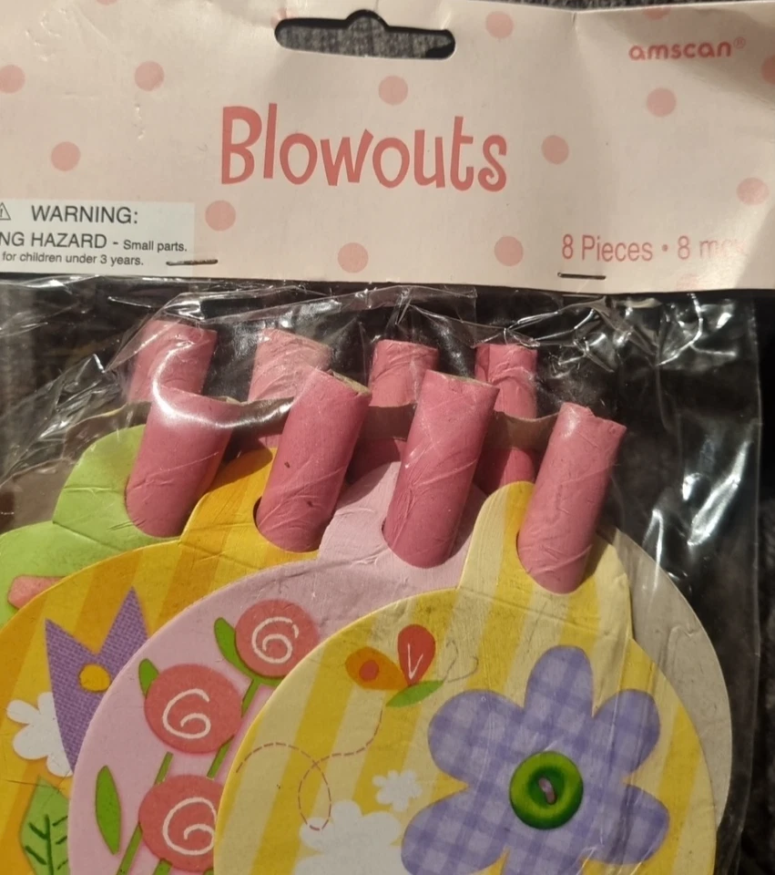 Summer Flowers Pink Paper Blowouts Kids Party Celebrations 8 Pieces Pack - Image 2 of 3