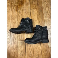 Buckle Ankle Boots Black Edgy Moto Biker Grunge Streetwear Shoes