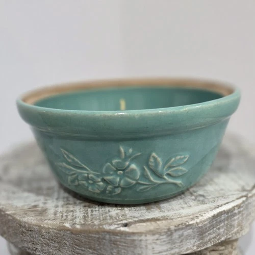 Vintage McCoy USA sea Mist Floral Stonewear Bowl