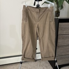 Eileen Fisher Organic Capri Pants Women Sz M Coastal Casual Seaside Stretch