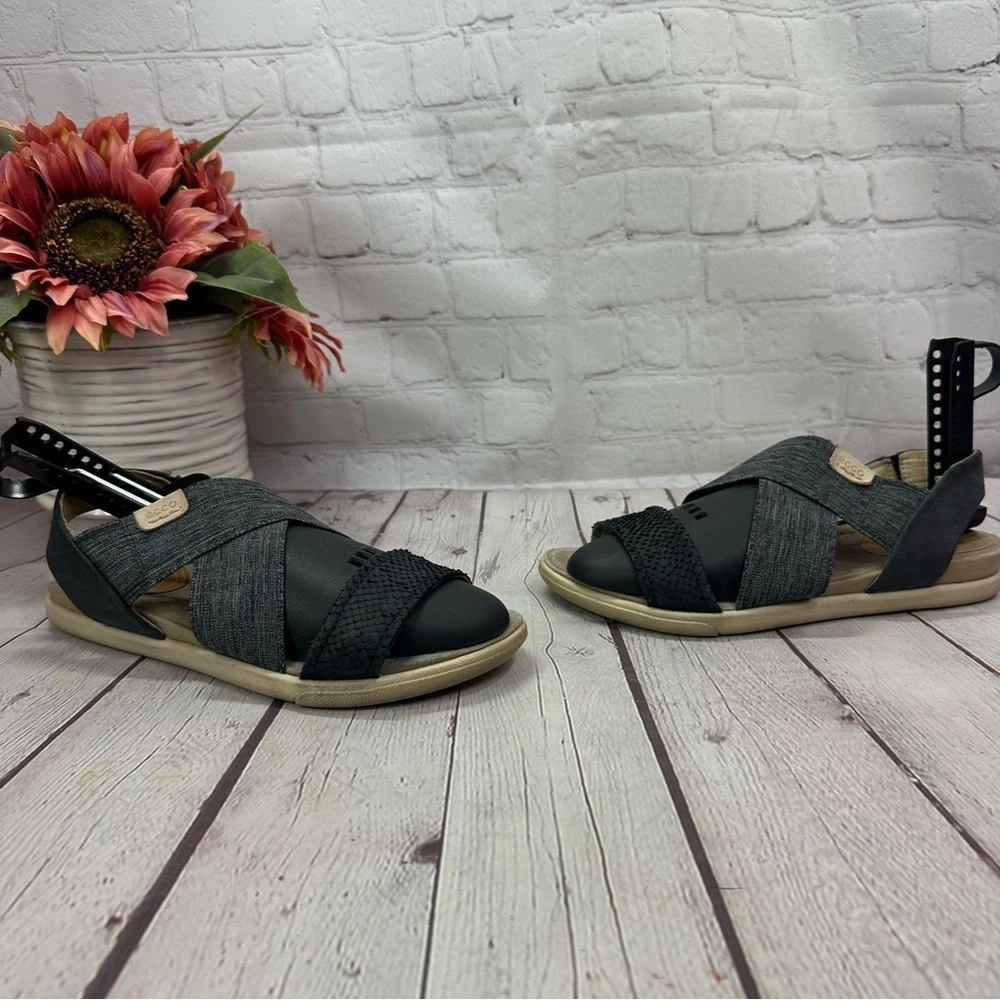 ecco donna damara elastico x sandalo nero grigio con cinturino elasticizzato tg EU 37 (6 6 5)