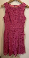 Adrianna Papell Party Dress Fuchsia Pink Lace A-line  Size 10 Cocktail Pockets