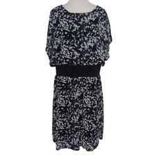 H Halston Two Layered Dress Womens Size Large Brush Stroke Sky Captain NEW