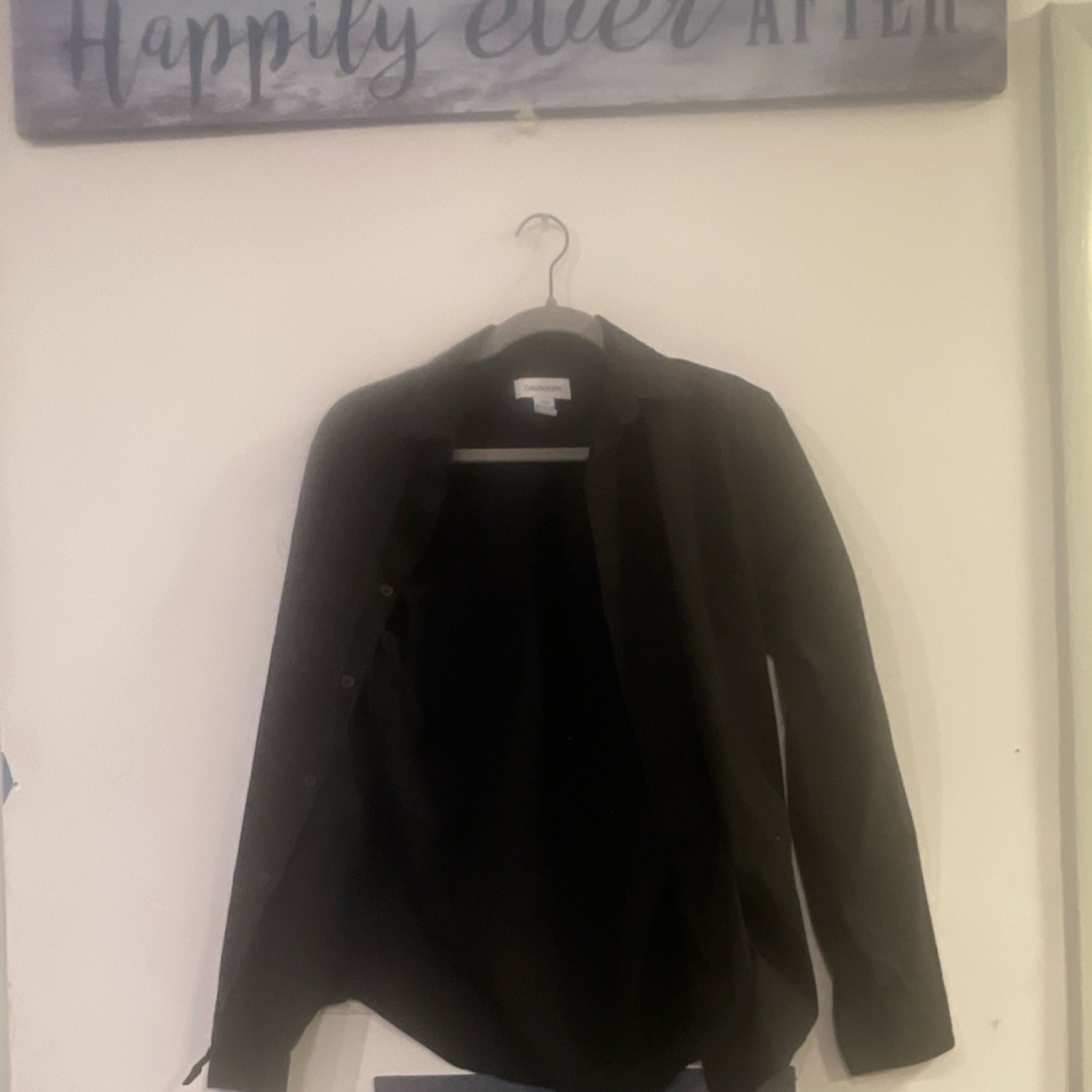 Calvin Klein Black Men's Dress Shirt Long Sleeve Button Collared S Regular