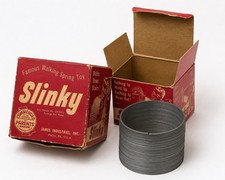 Vintage Original Slinky Toy w Box James Paoli PA Patent 2415012 1940-50s Red Box