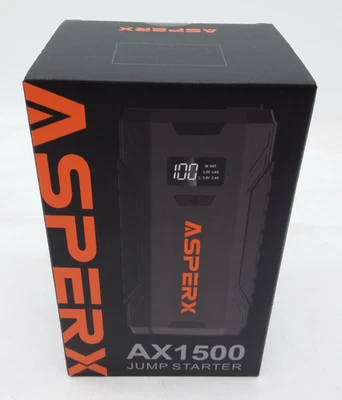 AsperX AX1500 Jump Starter 1500A 12V Power Pack LCD Display & LED Light