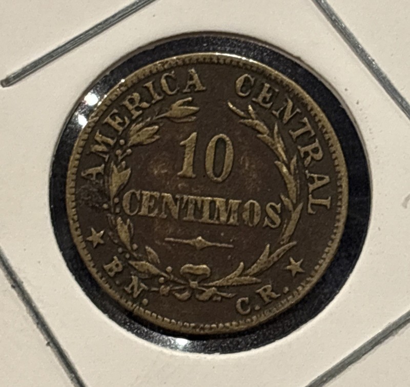 1942 Costa Rica 10 Centimos - Brass Coin