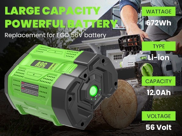 12 Ah Battery For EGO 56V 56Volt BA1400 POWER+ Lithium Ion BA2240 BA2800T BA5600