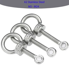 Lifting Eye Nuts + Eye Bolts A2 Stainless Steel M5 M6 M8 M10 M12 M14 M16 - M24