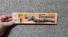 Vintage Wooden Dragon Double Six Dominoes 4130 game set by Milton Bradley 28pcs