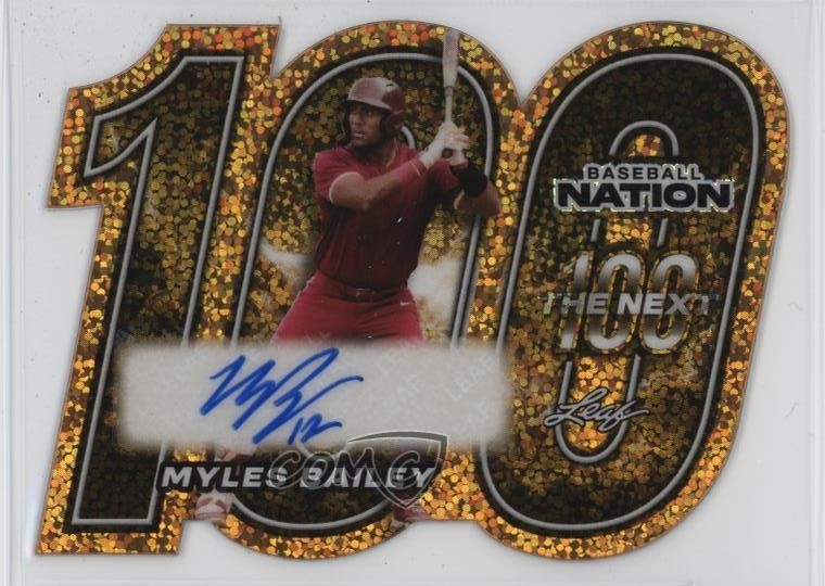 2026 Leaf Baseball Nation The Next 100 Gold Sparkles 1/1 Myles Bailey Auto 13u1