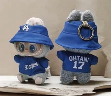 Clothes Outfit For Labubu - Dodgers Jersey And Hat Blue OHTANI 17 (NO DOLL)