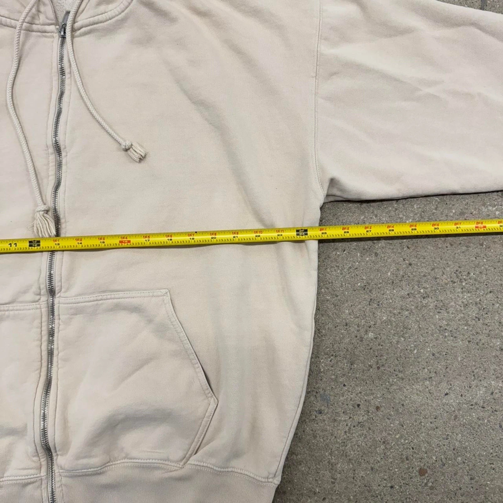 OFF WHITE Felpa con cappuccio e zip bianca beige John Galt Essentials surfista skater adatta a grandi