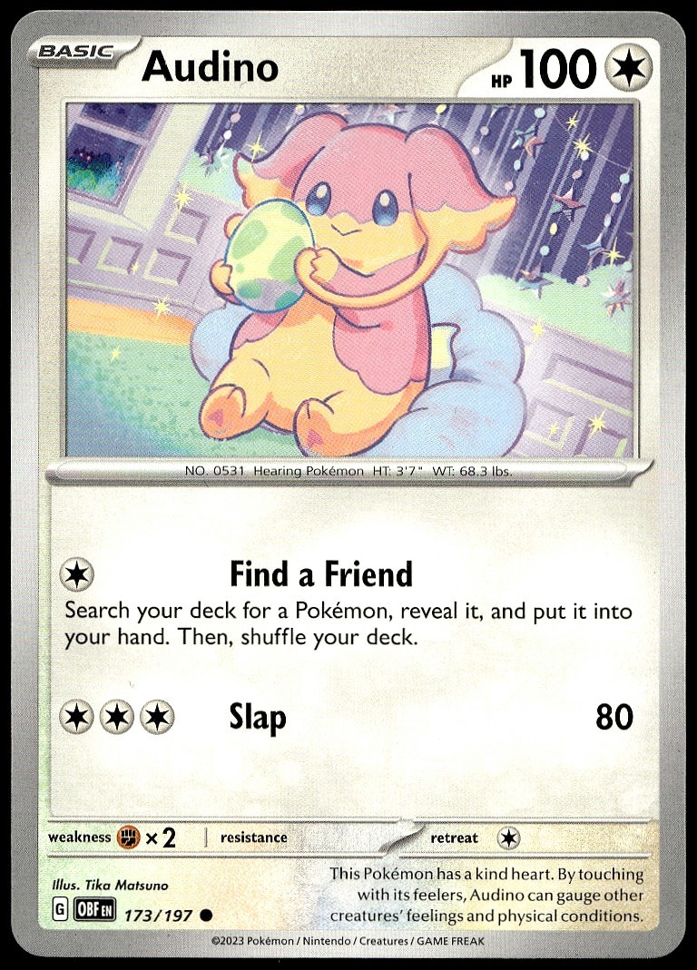 Audino 173/197 Common Obsidian Flames Pokemon Lightly Played