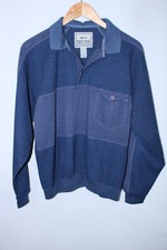 Huk-A-Poo Men's Large Navy Blue Collared Vintage Waffle Knit Sweater