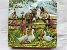 20 Servietten mit Esel und Gänse Bauernhof Landschaft Motivservietten Tischdeko