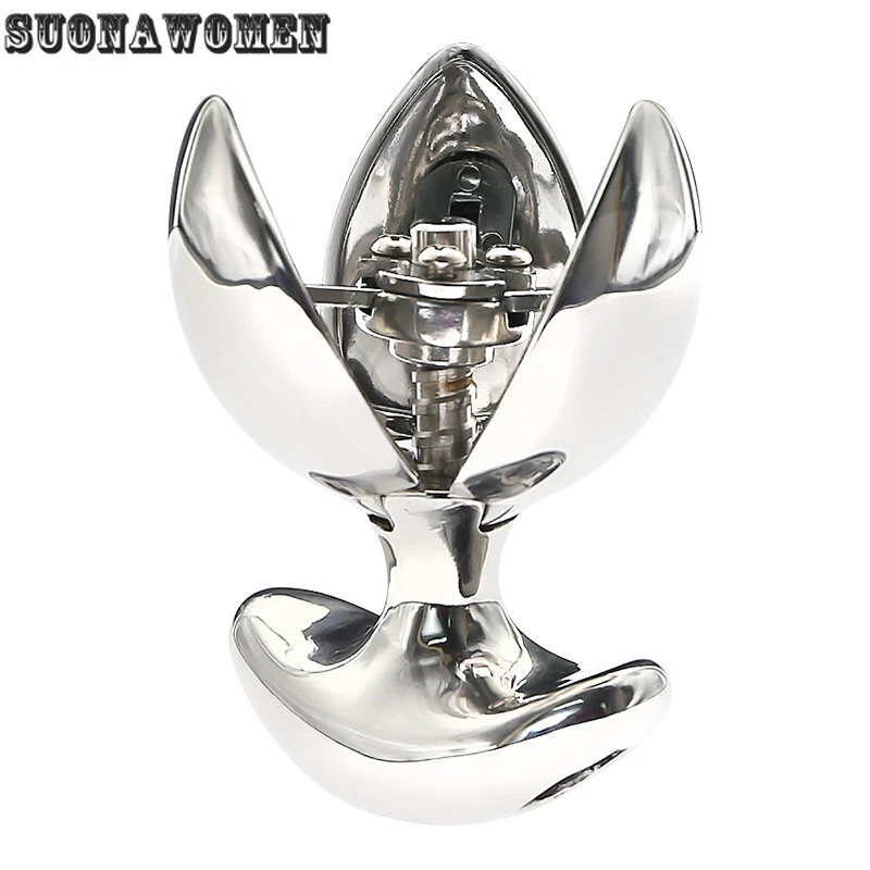 Opening Stainless Steel Metal Ass Plug Anal Trainer Buttplug Lock Asslock SexToy - Image 3 of 4