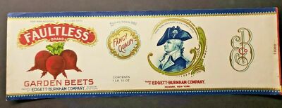 Vintage Faultless Brand Beets Edgett Burnham Co New York 1940s Can Label Z2