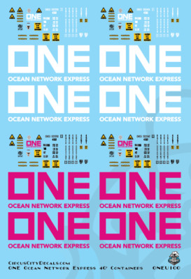 ONE Ocean Network Express 40' Intermodal Container Pink & White N Scale