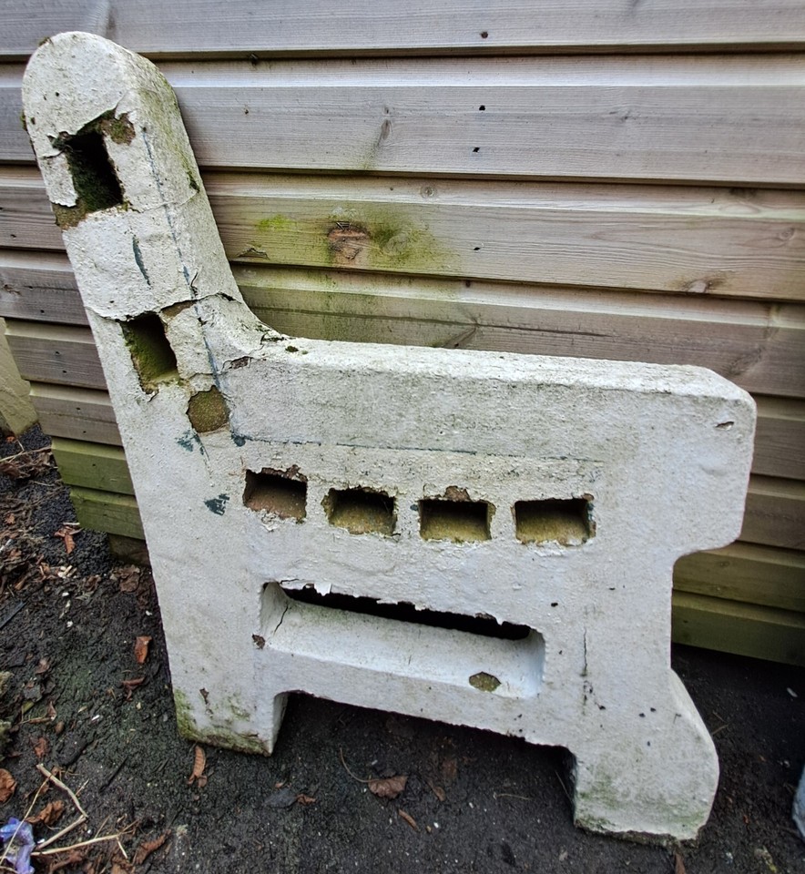 Vintage Solid Concrete Bench Ends Extremely Heavy & Sturdy eBay