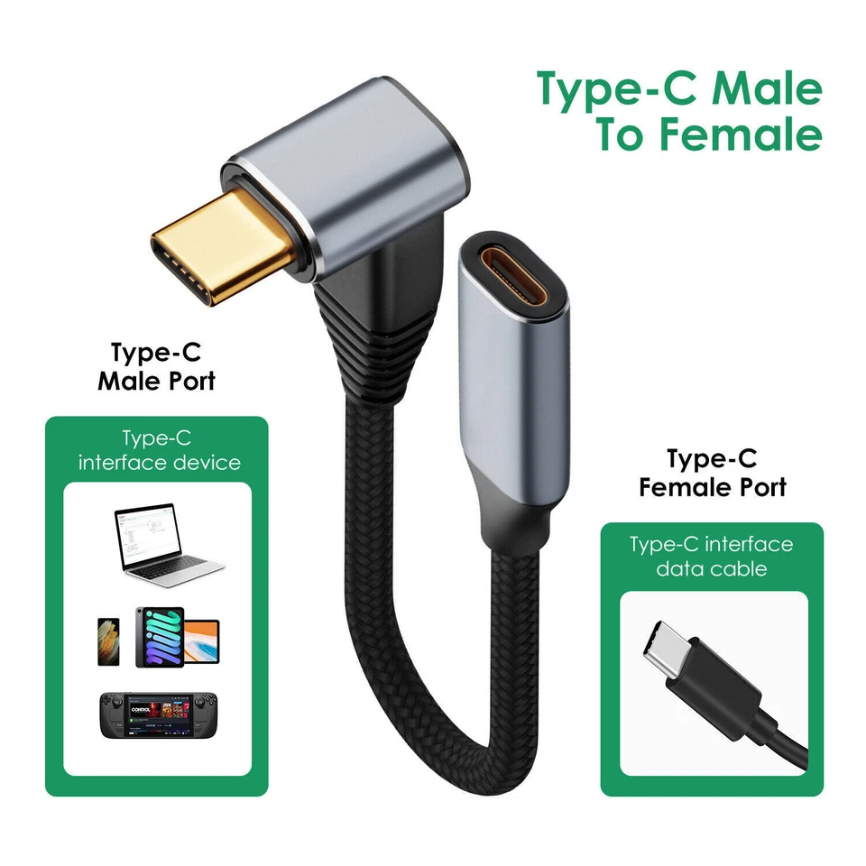 Type-C USB3.1 Gen2 Cable PD 100W 10Gbps 4K VR Cord For Steam Deck Oculus Quest 2 - Image 3 of 4