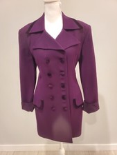 Womans CHRISTIAN DIOR Contrast Velvet Trim Plum Jacket Size 4 100 Wool