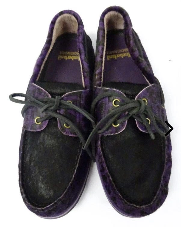 TIMBERLAND Wacko Maria Loafers Leopard Print Boat Shoes Purple/Black 11