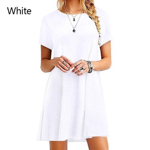 Women's Sundress Short Sleeve Casual T-shirt Dress Loose Summer Dress Plus SizeX - Picture 11 of 41