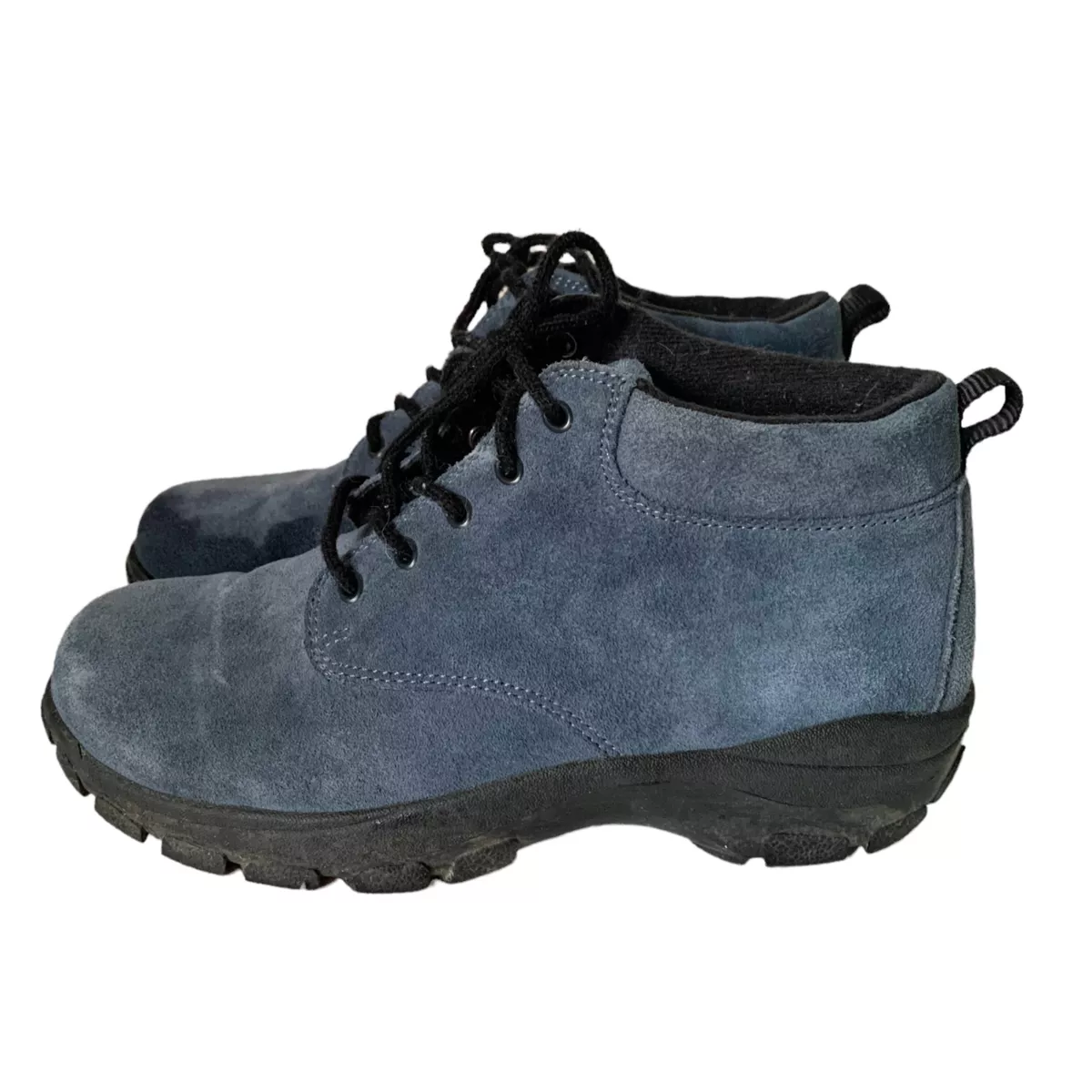 Lands End Blue Suede Hiking Boots Lace Up Womens 7B Comfort