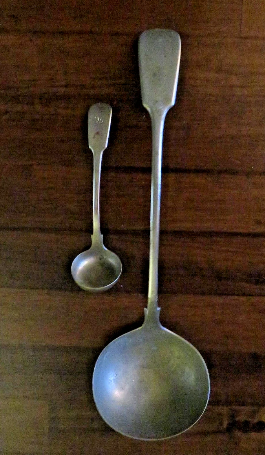 Large Vintage Silver Plated Soup Ladle Length 34cm and small sauce ladle