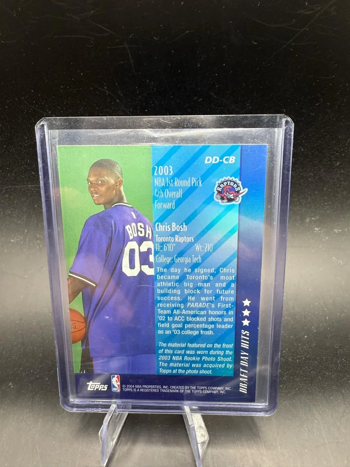 2003-04 Topps Chris Bosh Draft Day Hits Jersey Relic #/75 RC ROOKIE SP HOF MVP - Image 2 of 2