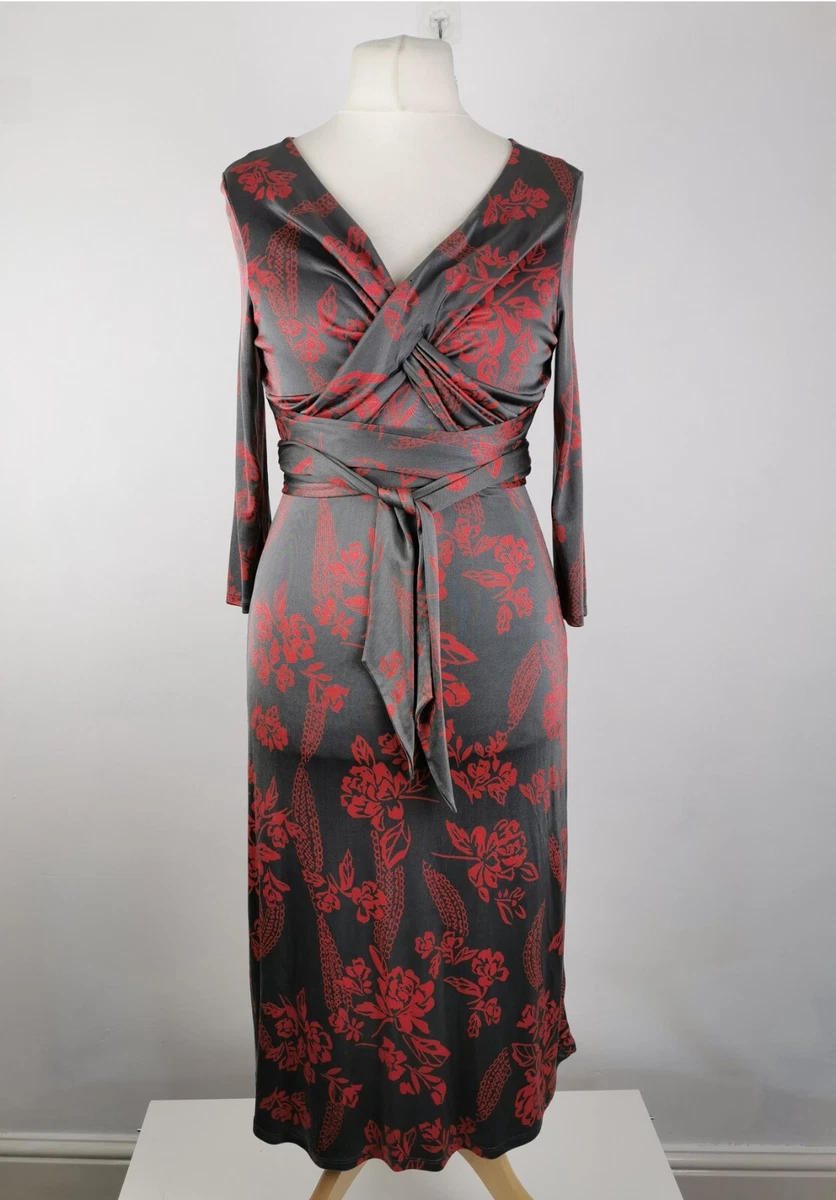 Red wrap silk dress sales