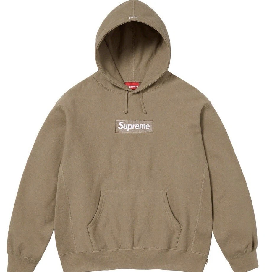 SUPREME BOX LOGO HOODED SWEATSHIRT (FW23) DARK SAND -SIZE XL