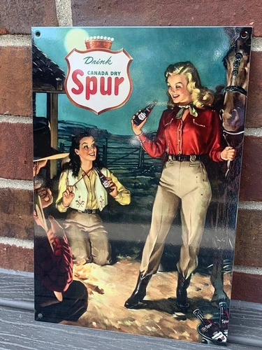 Canada Dry Spur Heavy Steel Metal Vintage Style Soda Pop Ginger Ale Sign