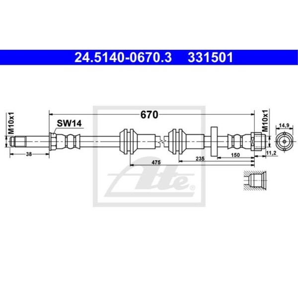 ATE Bremsschlauch Bremsleitung Vorne FüR Audi A6 Avant A7 Sportback-image