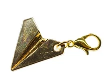 Paper Plane Charm Zipper Pull Miniblings Aircraft Origami Style Gold