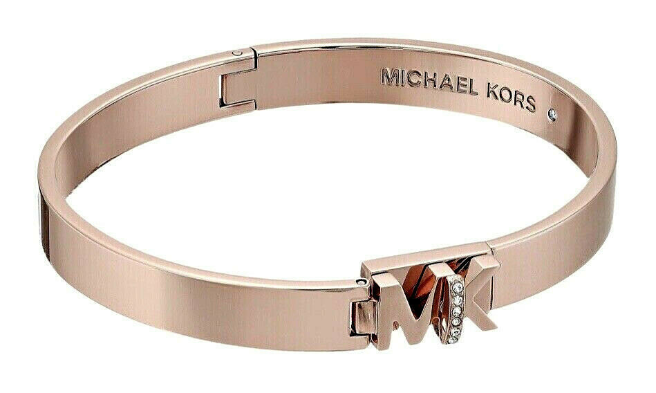 NWT MICHAEL KORS ROSE GOLD-TONE ICONIC HINGED BANGLE BRACELET MSRP